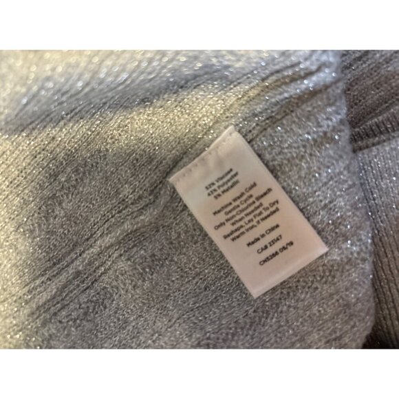 Talbots NWT Plus Grey Metallic Thread Long Sleeve Open Knit Cardigan SZ 2XL - Picture 7 of 9